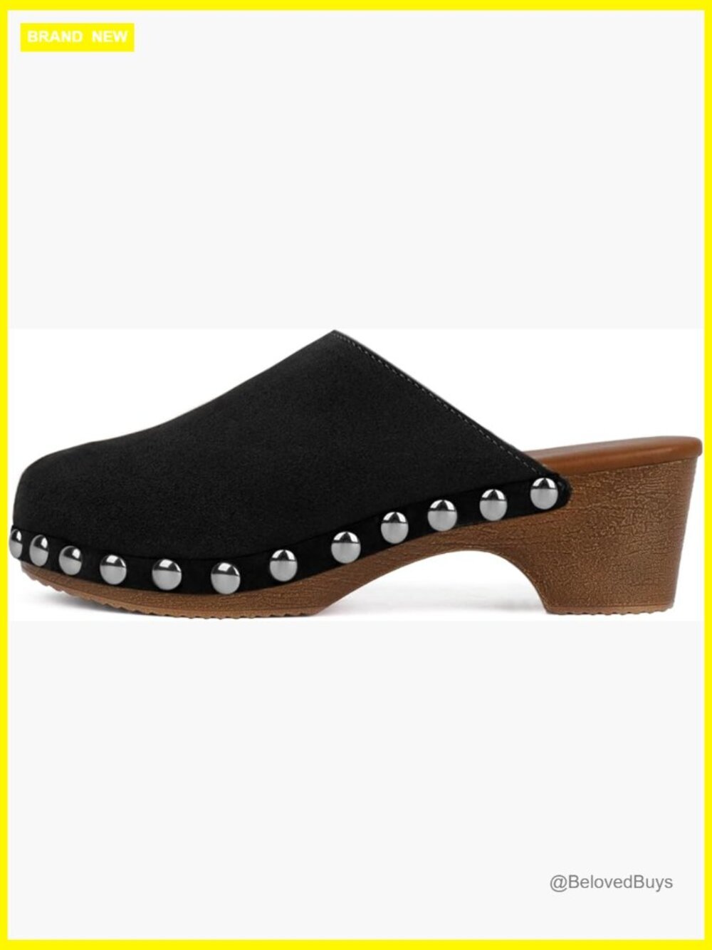 Studded Platform Clogs Mules Chunky Heel Slip On Round Toe Fall Shoes
